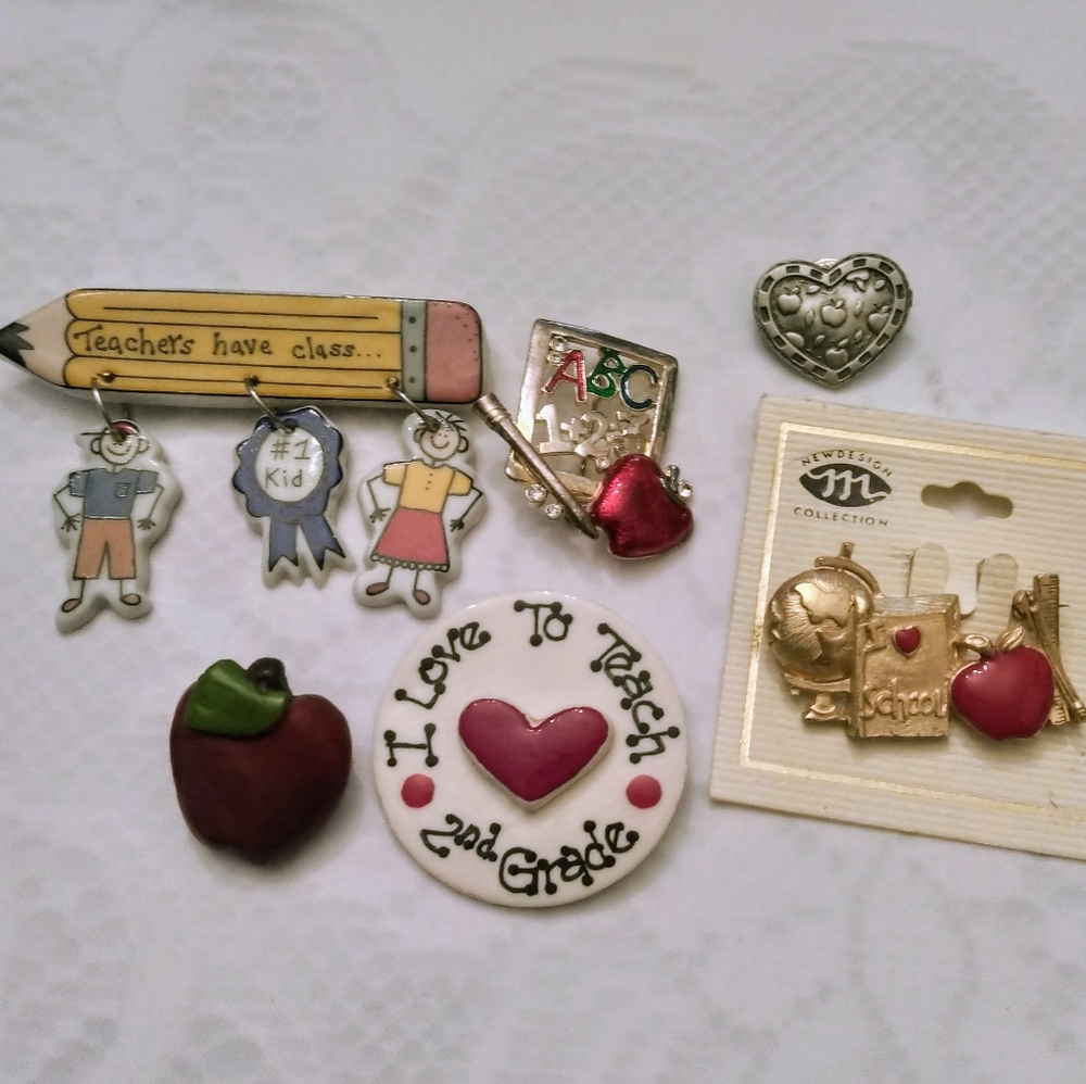 Vtg Teacher lot of brooches
